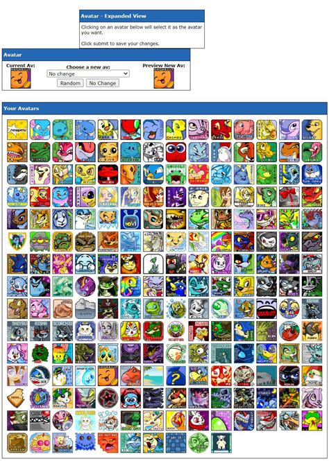 neopets all avatars.